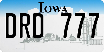IA license plate DRD777