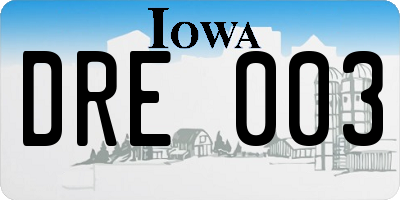 IA license plate DRE003