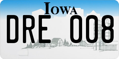 IA license plate DRE008