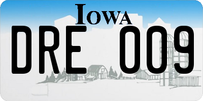 IA license plate DRE009