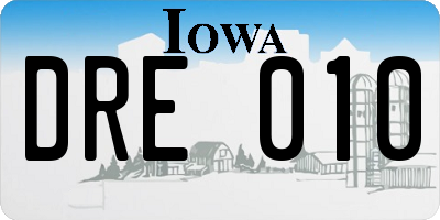 IA license plate DRE010