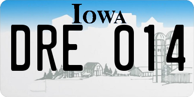 IA license plate DRE014