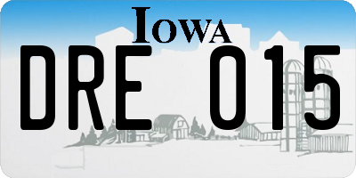 IA license plate DRE015