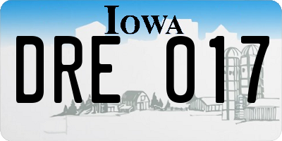 IA license plate DRE017