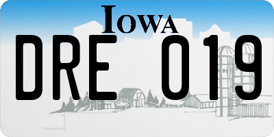 IA license plate DRE019