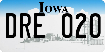 IA license plate DRE020