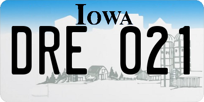 IA license plate DRE021