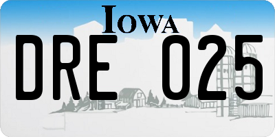 IA license plate DRE025