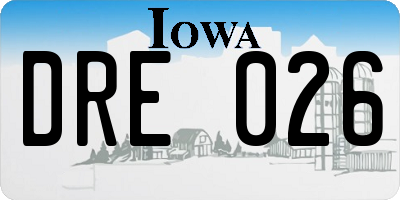 IA license plate DRE026