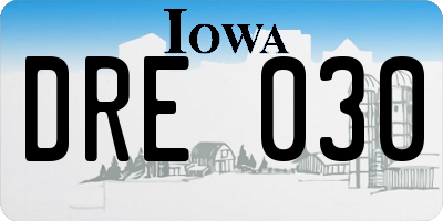 IA license plate DRE030