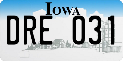 IA license plate DRE031