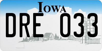 IA license plate DRE033