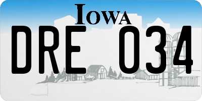 IA license plate DRE034