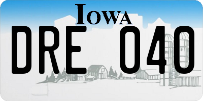 IA license plate DRE040