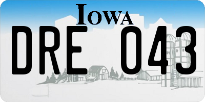 IA license plate DRE043