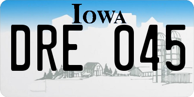 IA license plate DRE045
