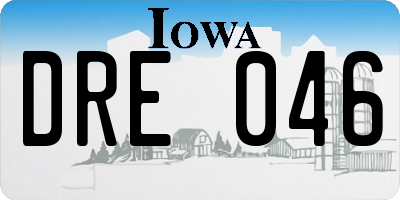 IA license plate DRE046