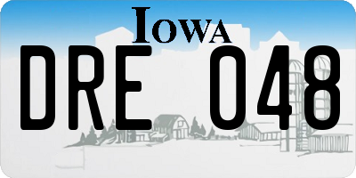 IA license plate DRE048