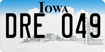 IA license plate DRE049