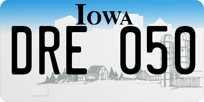 IA license plate DRE050