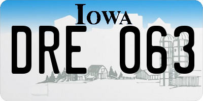 IA license plate DRE063