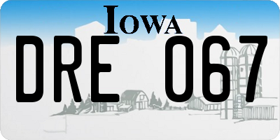 IA license plate DRE067