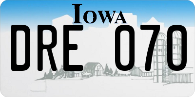 IA license plate DRE070