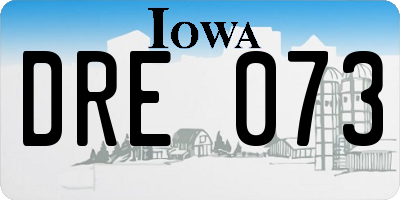 IA license plate DRE073