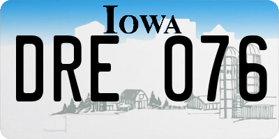 IA license plate DRE076