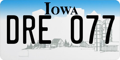 IA license plate DRE077