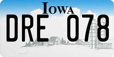 IA license plate DRE078