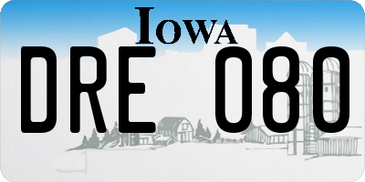 IA license plate DRE080