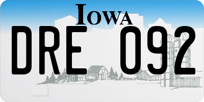 IA license plate DRE092