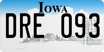 IA license plate DRE093