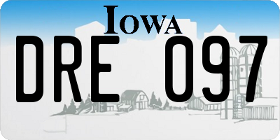 IA license plate DRE097
