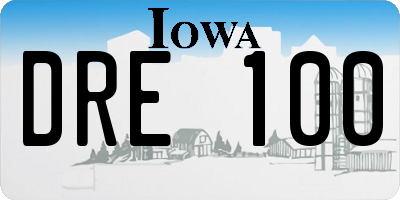 IA license plate DRE100