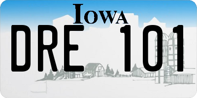 IA license plate DRE101