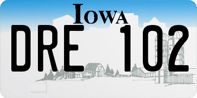 IA license plate DRE102
