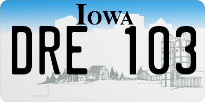 IA license plate DRE103
