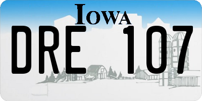 IA license plate DRE107