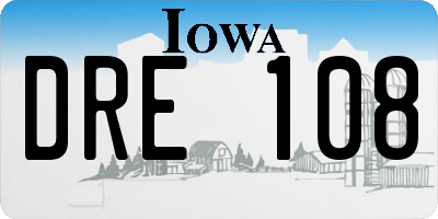 IA license plate DRE108