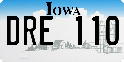 IA license plate DRE110
