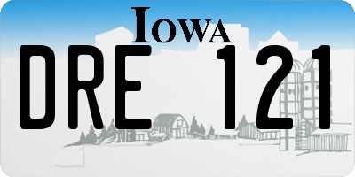 IA license plate DRE121