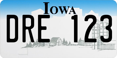 IA license plate DRE123