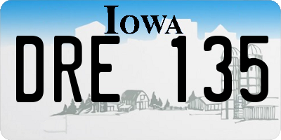 IA license plate DRE135