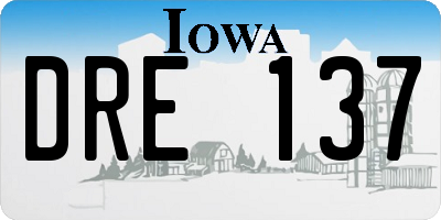 IA license plate DRE137