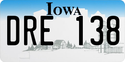 IA license plate DRE138