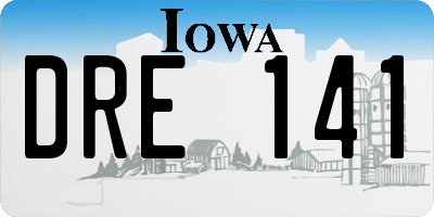 IA license plate DRE141