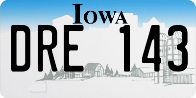 IA license plate DRE143