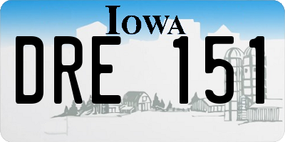 IA license plate DRE151